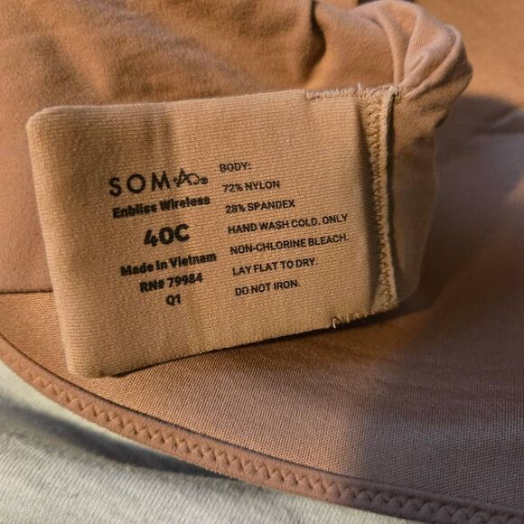 SOMA Enbliss Wireless Bra Size 40C Comfort Support Nude - Picture 5 of 5